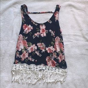 Floral open back tank top